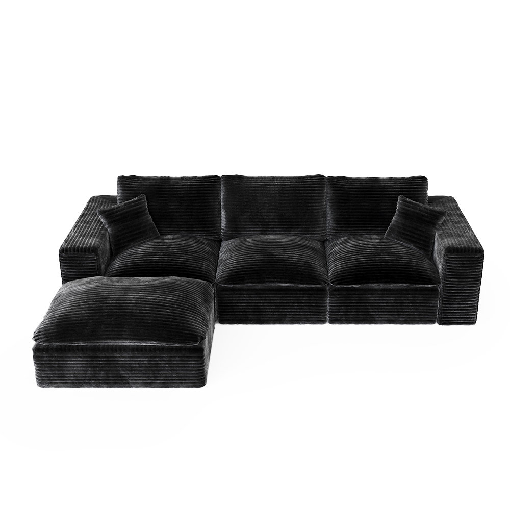 Mercer41 Cloud 108" Sectional Sofa With L-Shape Chaise, Plush Modular ...