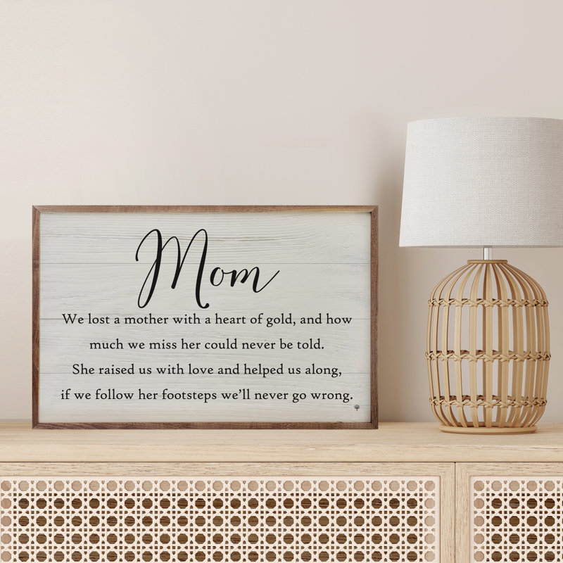 Memorial For Mom Whitewash, 10" H x 16" W