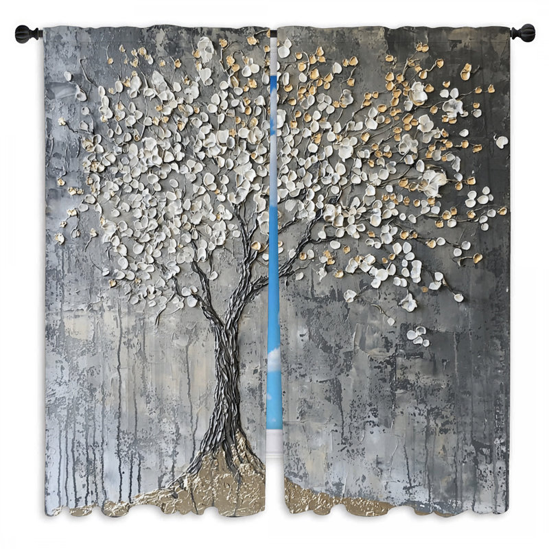 Rideaux de fenêtre d'arbre - 2 panneaux, L 20 po x L 52 po