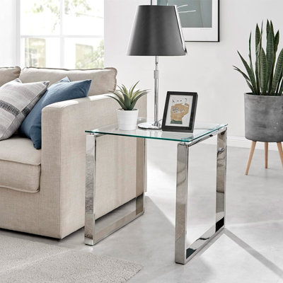 Burks Glass Top End Table