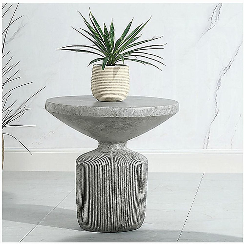 Table d'appoint piédestal gris patiné