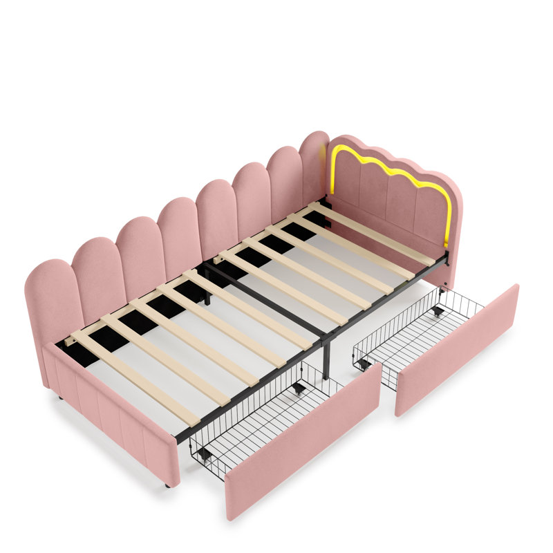 Upholstered Storage Bed, Pink