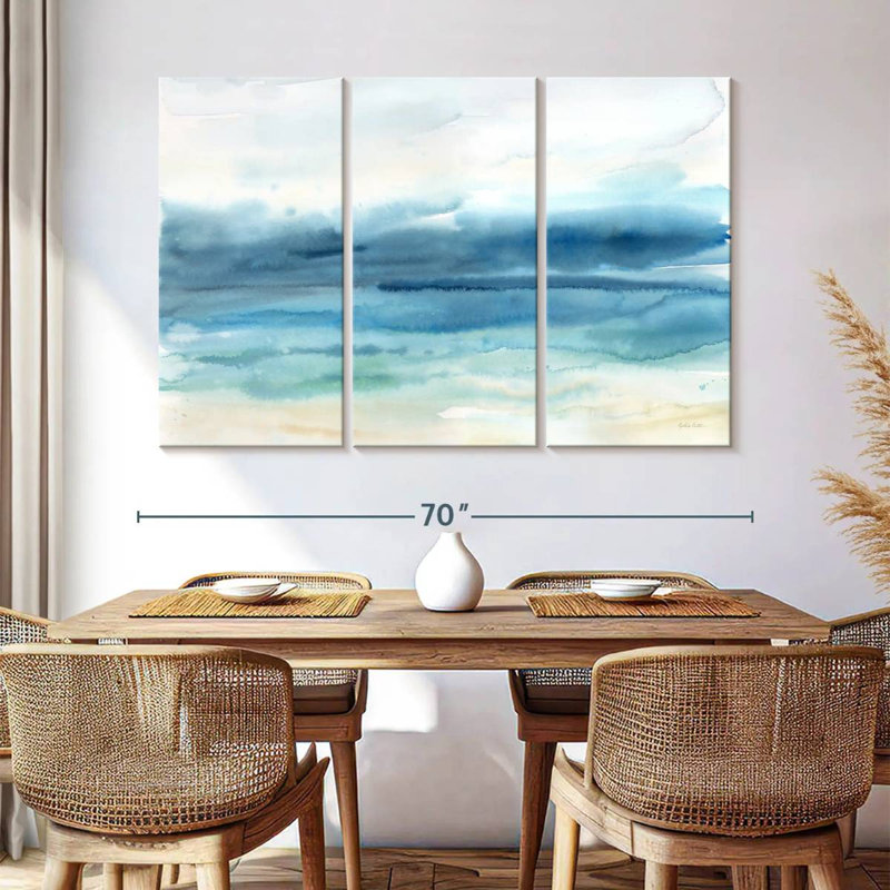 Gillard indigo paysage marin, H 42 po x l 65 po