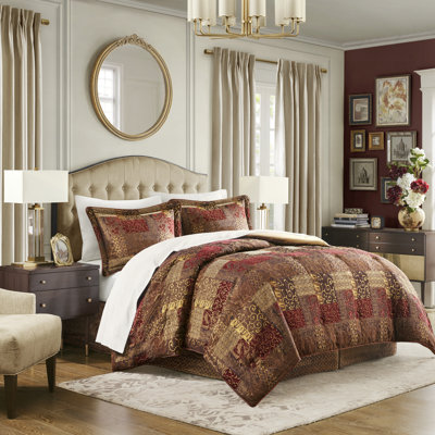 Luxurious Brown Queen Comforter Set With Chenille Jacquard