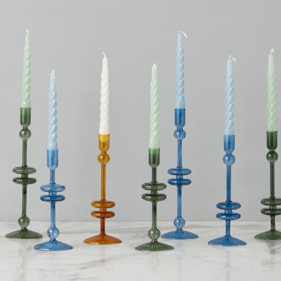 Lacquered Twisted Taper Candles - Set of 6 - White