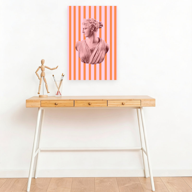 Artemispinkorangestripes Format 2x3 Impression d'art mural d'architecture contemporaine abstraite, H 18 po x l 12 po