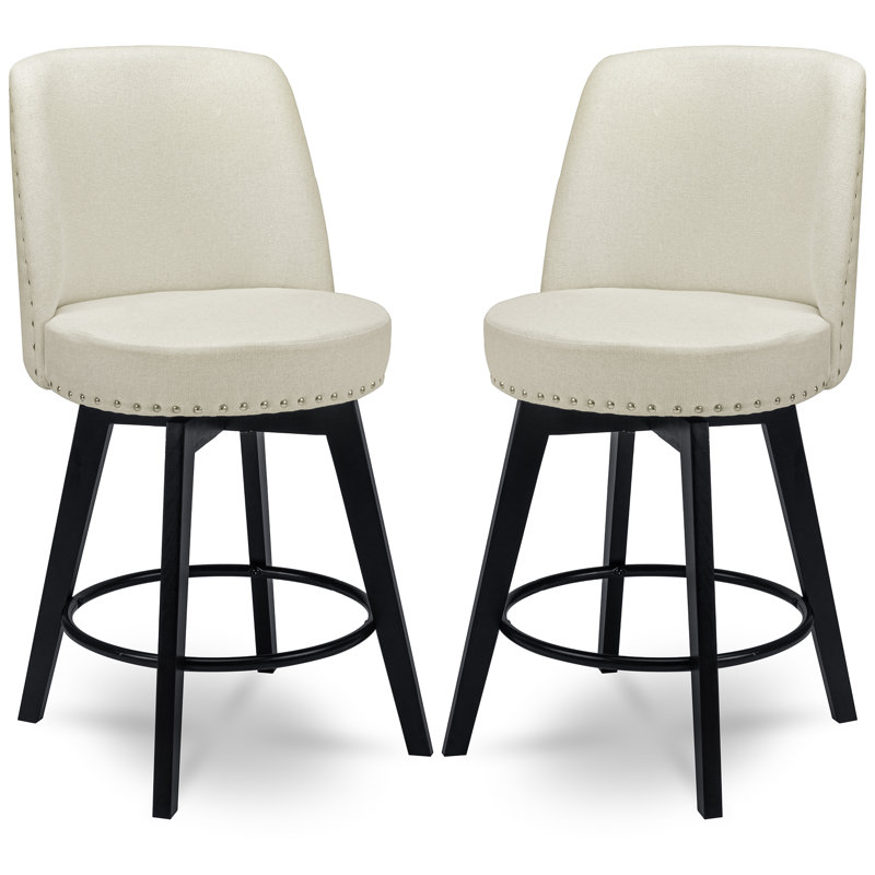 Gardnertown Swivel Upholstered Counter Stool, Beige