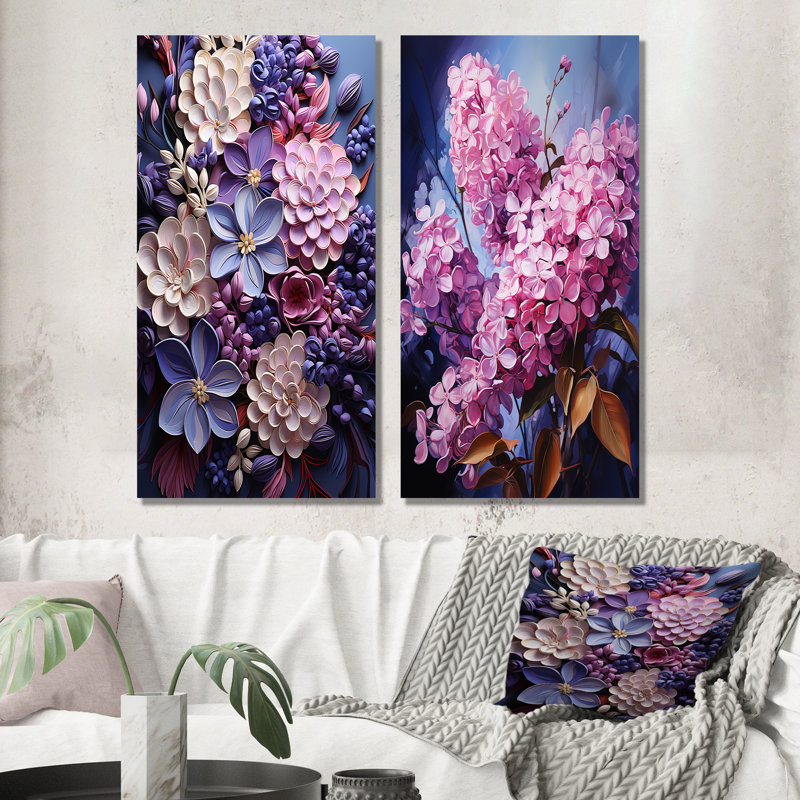 Serenity Lilac Magic - Lilacs, ensemble de 3 reproductions d'art en métal, H 32 po x l 32 po