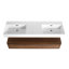 Meuble-lavabo mural 60 po avec double lavabo en résine et 3 tiroirs à fermeture en douceur 60 po