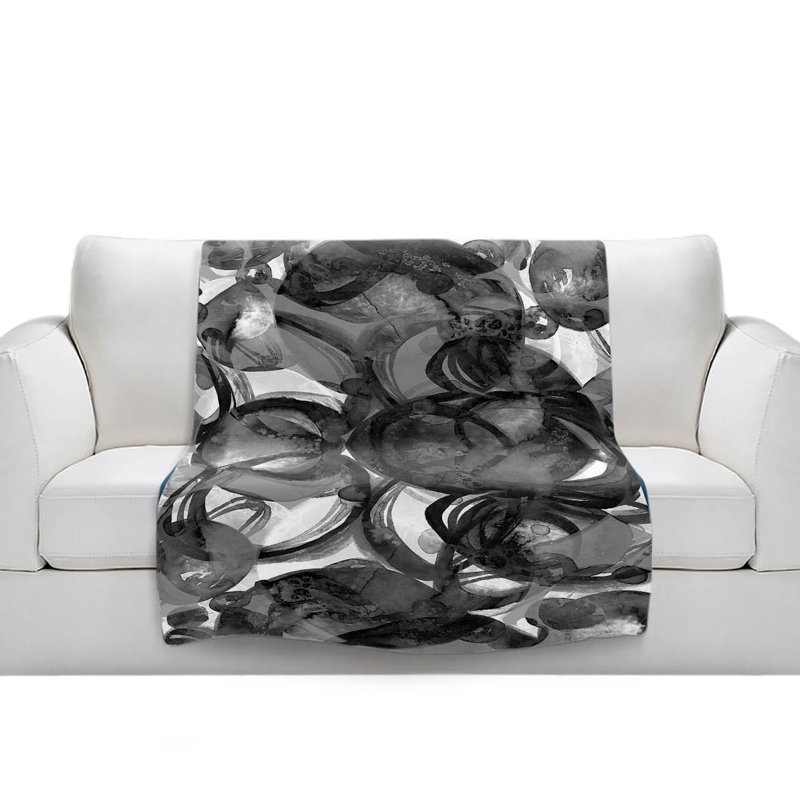 Couverture sherpa doux noir de couleur gris eclipse, l 51 po x L 60 po