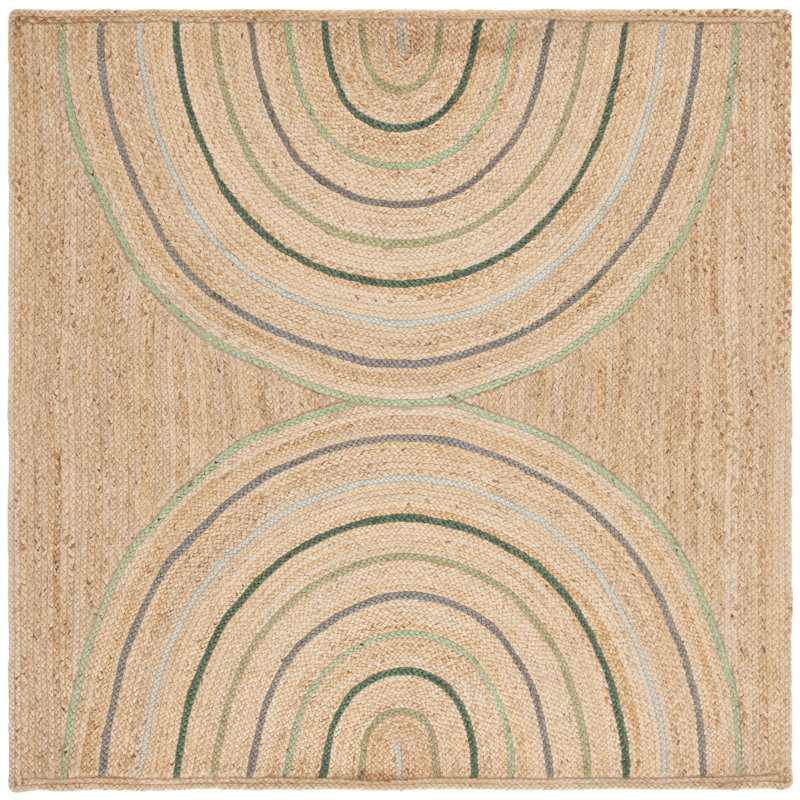 Natural Fiber Flat Weave Jute Pile Rug, Square 6'