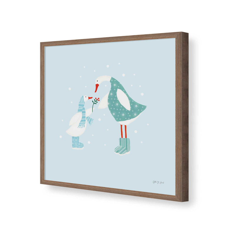 «Ducks in the Snow II» par Yvette St. Amant, reproduction d'art, H 36 po x l 36 po, Brun