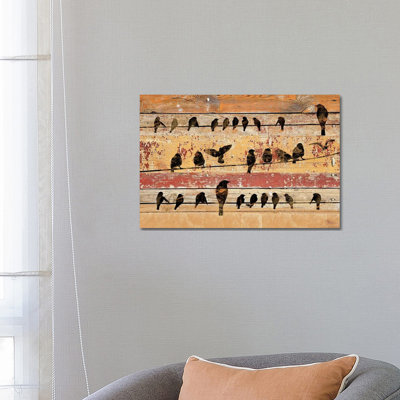 Birds On Wood V by Irena Orlov - Wrapped Canvas Painting