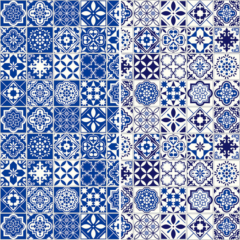 Paravent en toile rétro, Azules