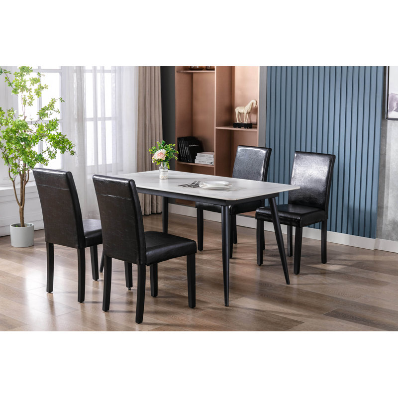 Chaise de salle à manger rembourrée en polyuréthane Falaq, Noir