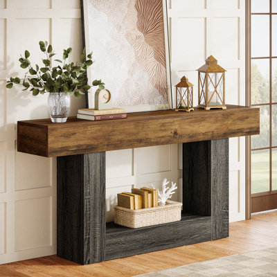 Console 63 po en bois pour le vestibule, table étroite derrière le canapé pour le salon, le couloir