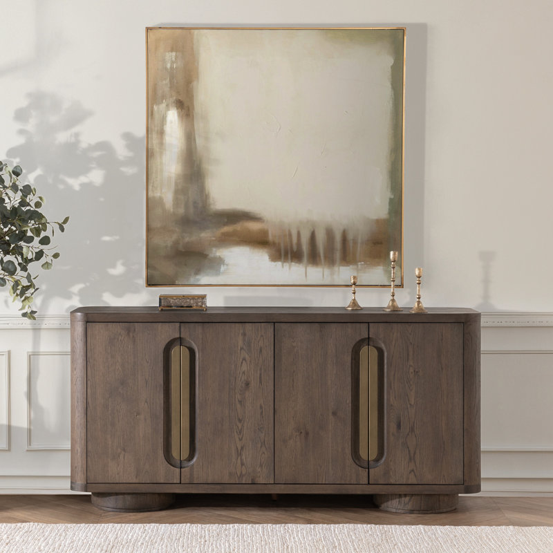 Tiber 74" Oak Veneer Wood Buffet Sideboard, Toasted Brown