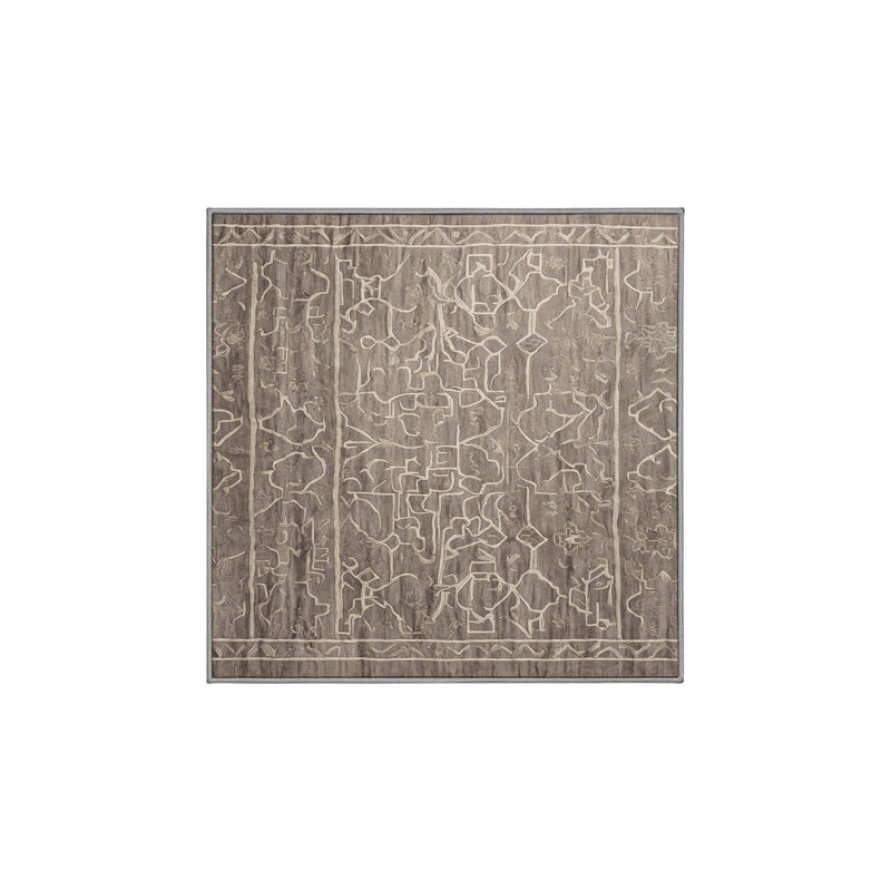 Tapis gris lavable à la machine, Carré 5 pi