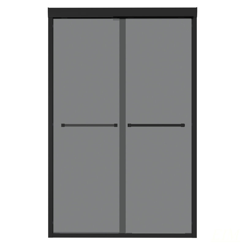 Porte de douche en verre trempé durable de 8 mm avec cadre en acier inoxydable noir mat, conception coulissante réversible pour plus de flexibilité