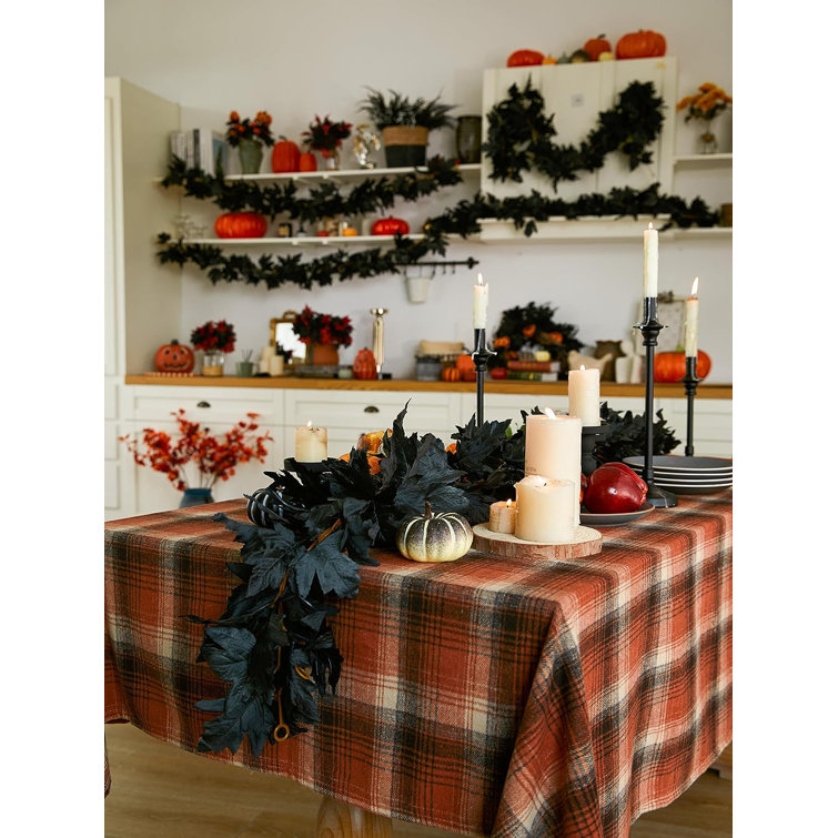 6pcs Black Garland, 5.6ft Halloween Garland Artificial Maple Leaf Autumn Garland Hanging Fall Vines Table Decorations for Thanksgiving Front Door Deco