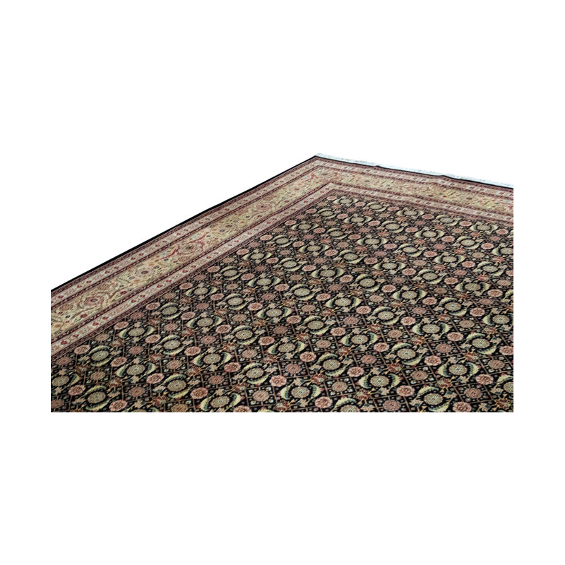 Tapis oriental noir / crème en laine noué à la main Manchuria