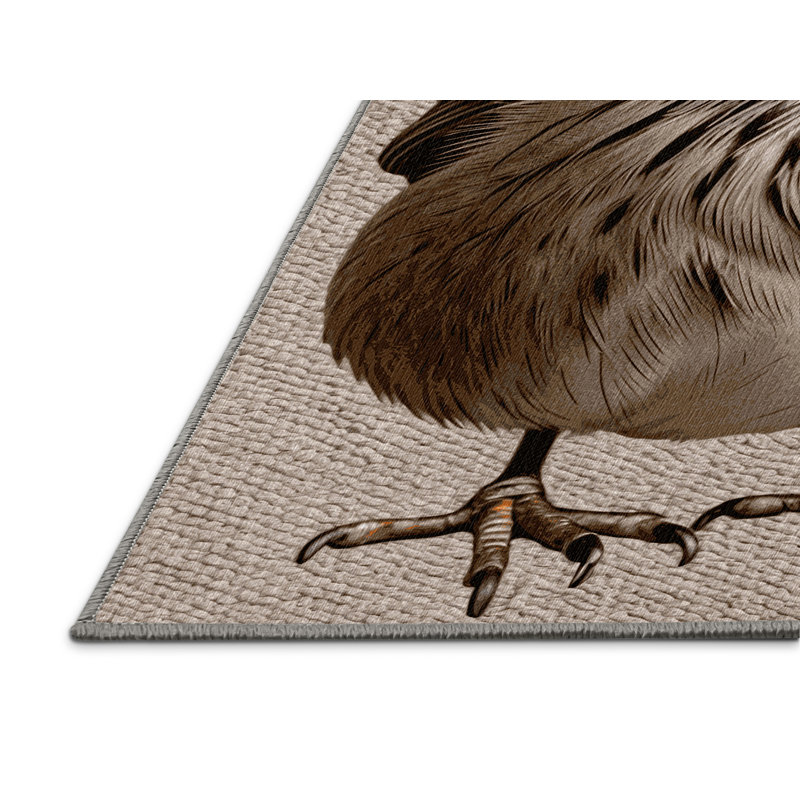 Washable Rufous collared Sparrow Birds Area Rug, Round 7'