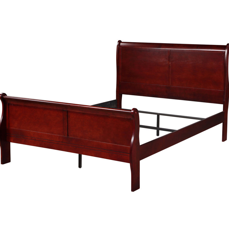 Lit simple avec couleur cerise et compartiment de rangement pratique avec tiroir, Cerisier