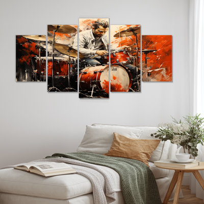 Drum Beat, peinture I - Music Multipanel, décoration murale