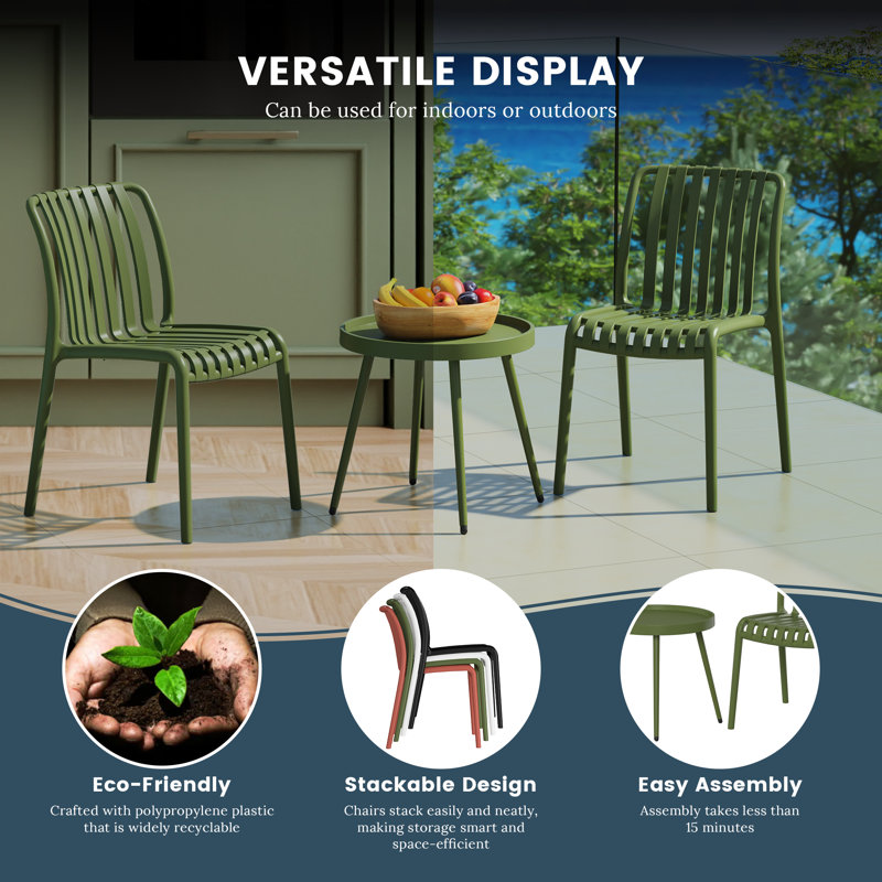 Chaise d'extérieur 3 pièces avec table d'appoint 3 pièces, Vert