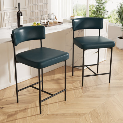 Modern Metal Frame Upholstered Faux Leather Dining Chair With Comfort Backrest