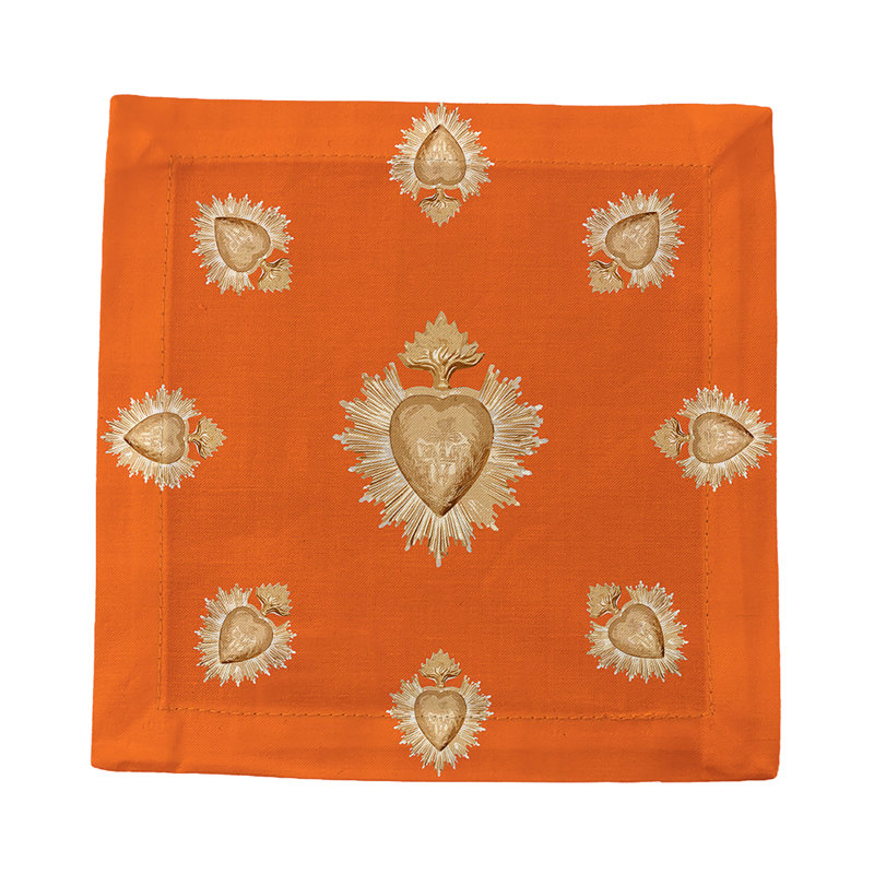 Ex Vote Cotton Sateen Cocktail Napkins, Orange
