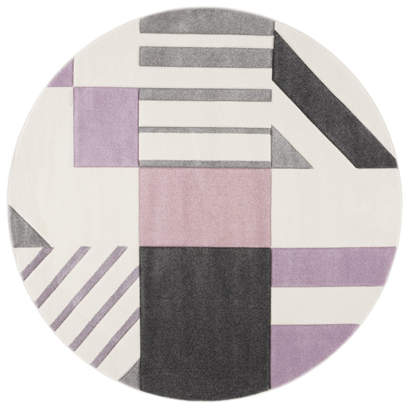 Tapis à motif géométrique Jeromie Performance, Rond 6 pi 7 po