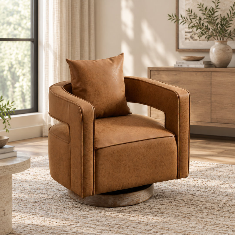 Fauteuil d'appoint pivotant à 360 degrés avec dossier courbé pour le salon et la chambre de bébé