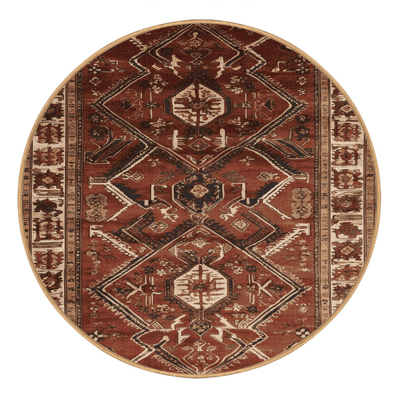 Tapis brun lavable à la machine, Rond 3 pi