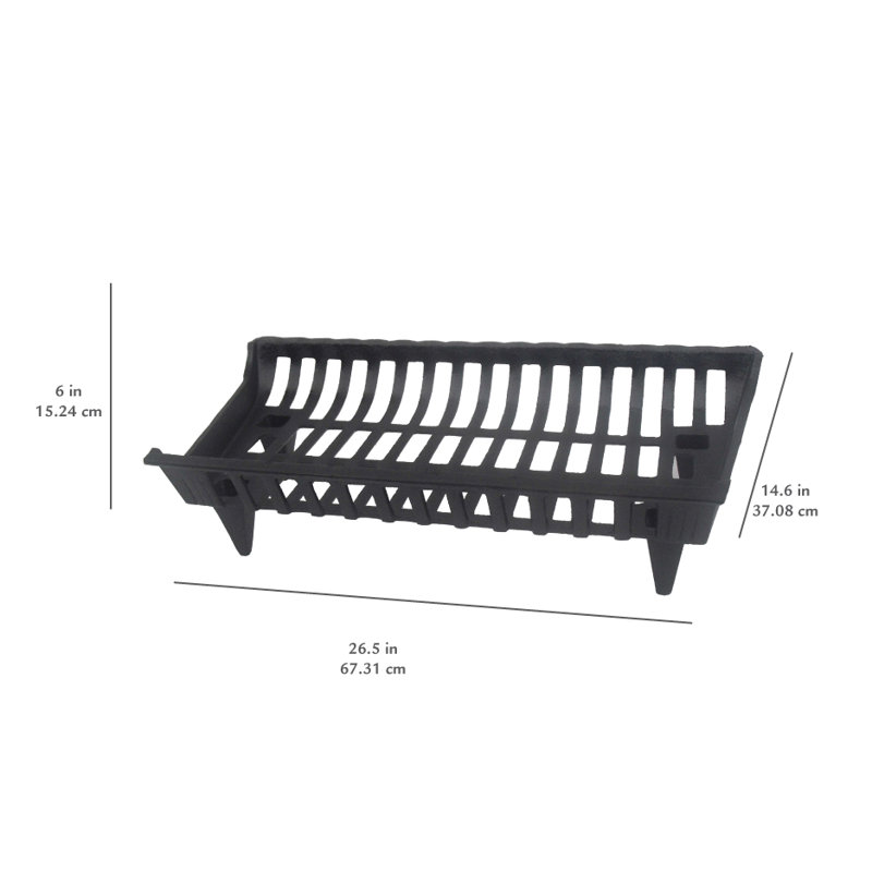 Grille de foyer en fer Patmos, H 6 po x l 27 po x p 14,6 po