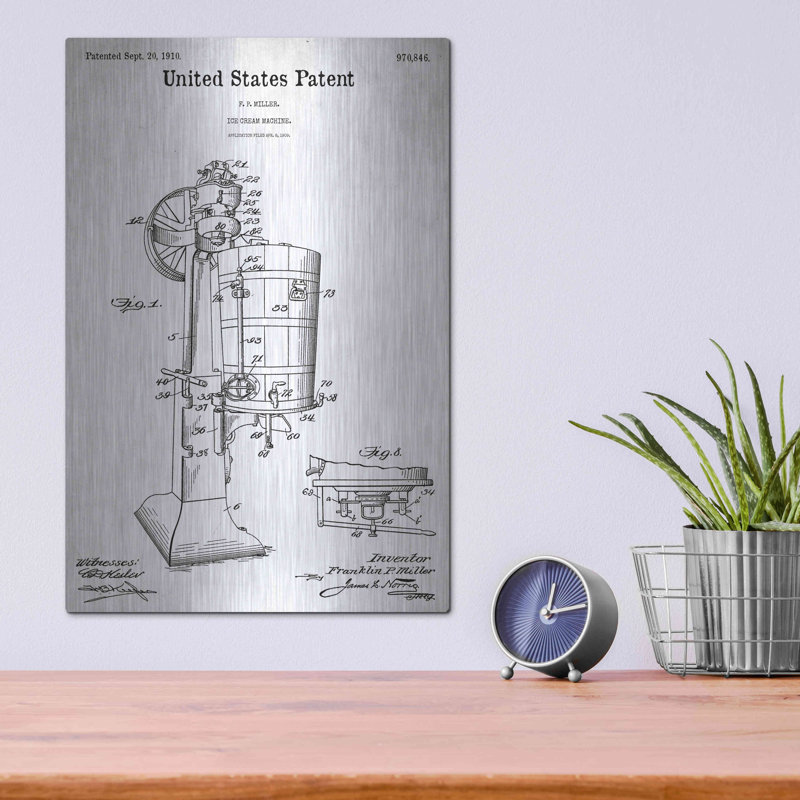 «Ice Cream Machine Blueprint Brevet» par Patents, H 16 po x l 12 po