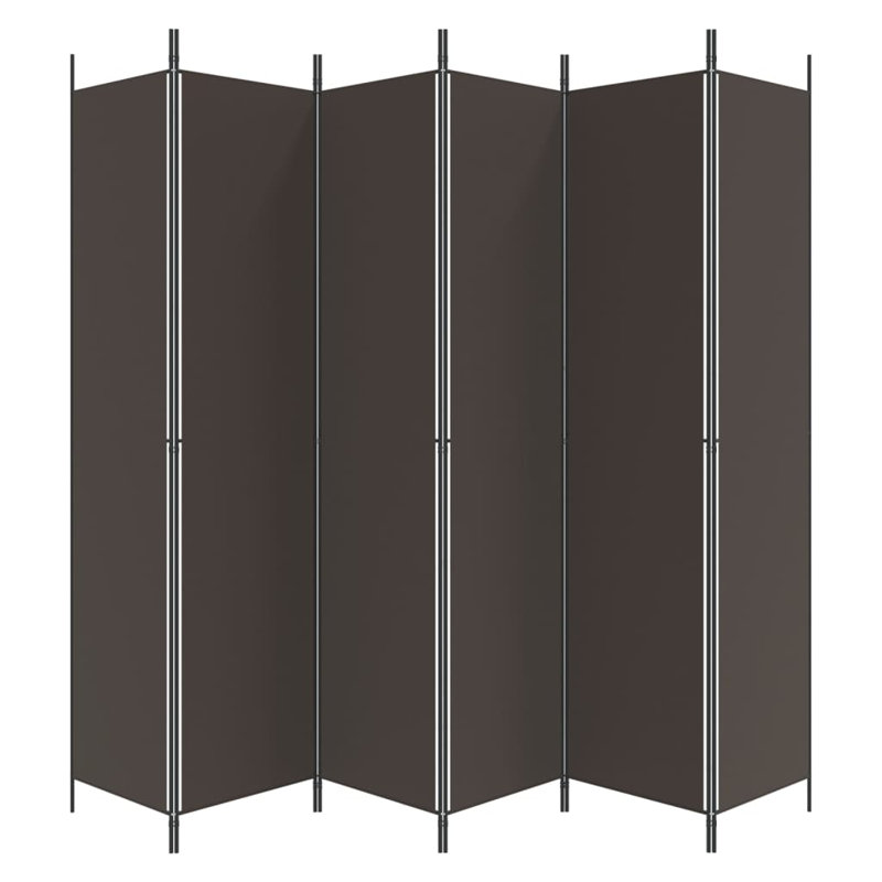 Kasimir Folding Room Divider, 6, Brown, 220cm H x 300cm W