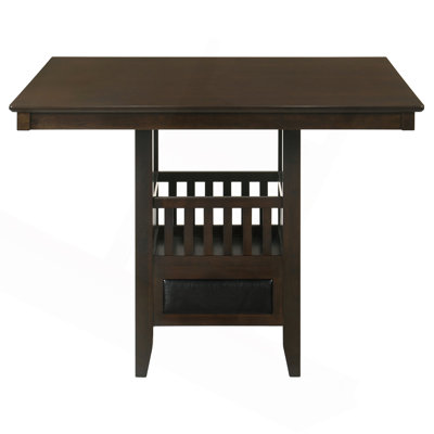 Finley Espresso Square Counter Height Table With Storage Pedestal