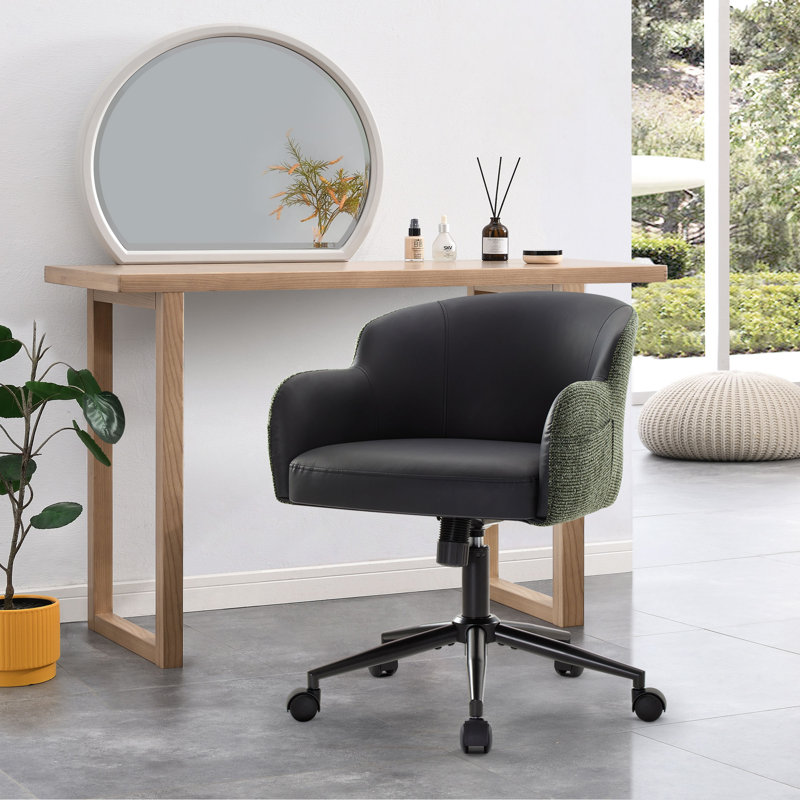 Vanity Chair With Wheels And Arms, Comfy Office Chairs For Women, Height Adjustable Ergonomic Swivel Chair For Bedroom, Living Room Makeup,chenille