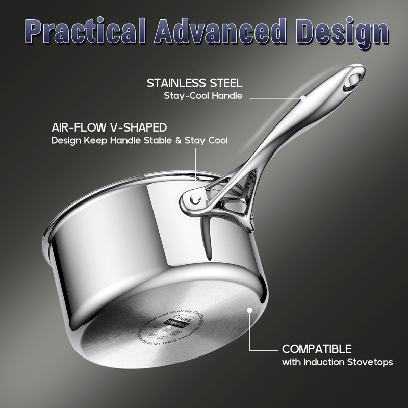 Cooks Standard Stainless Steel Frying Pan with Lid 12 Inch