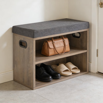 Banc d'entrée multifonctionnel avec rangement et coussin, range-chaussures à 2 niveaux pour le salon, le couloir ou la chambre à coucher