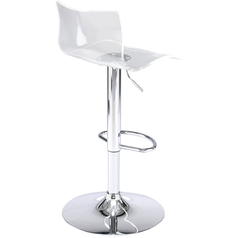  Crawley Acrylic Bar Stools With Mid Back, Set Of 2, Adjustable Swivel Airlift Barstools, Counter Height Bar Chairs For Kitchen Dining Pub Cafe (Clear)