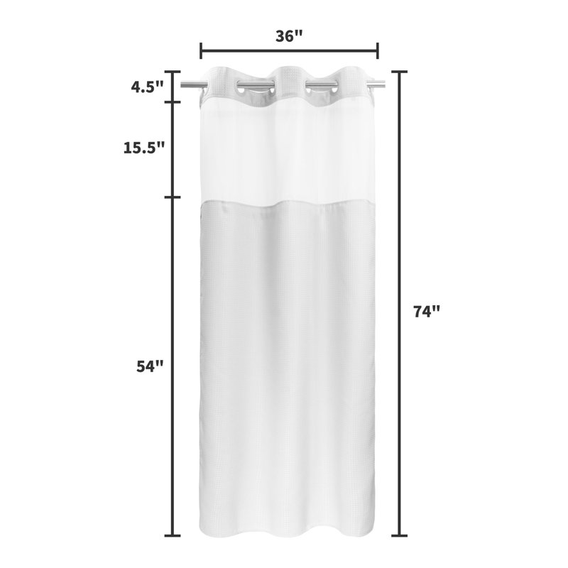 Rideau de douche Ramjani Waffle Weave, Blanc, H 74 po x l 36 po
