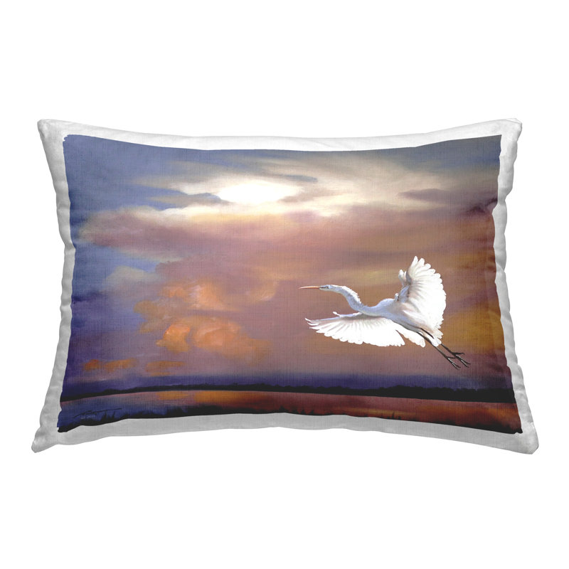 Coussin Heron Flying with Sunset