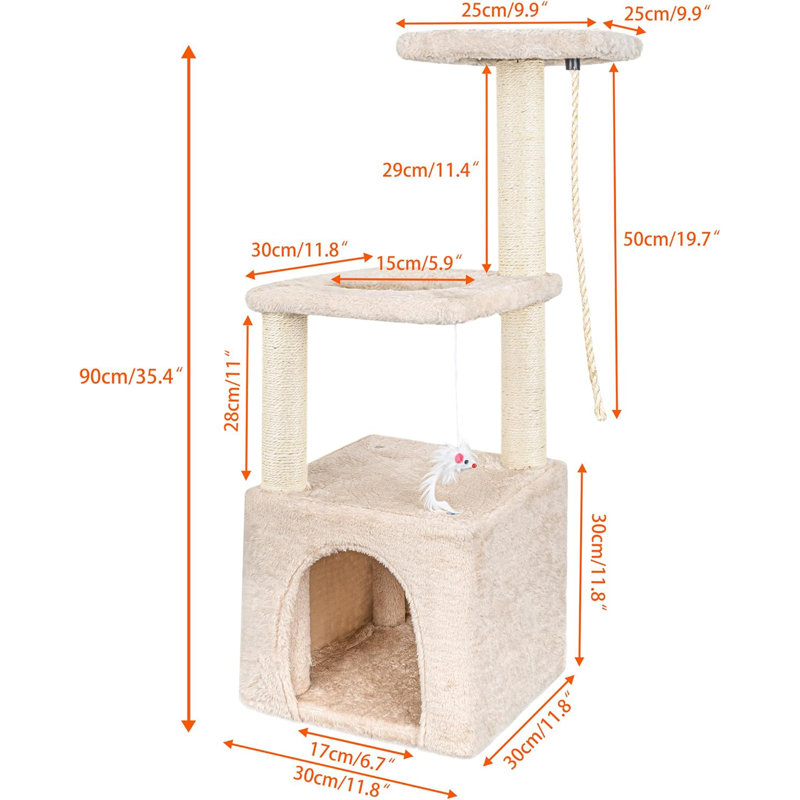 90cm H Cat Tree, Beige