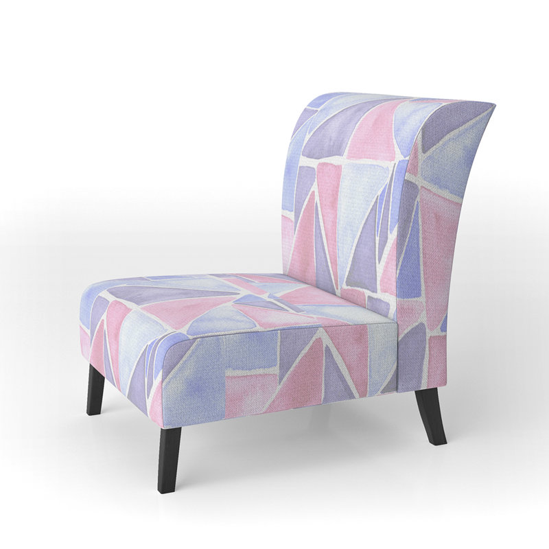 Fauteuil de chambre rembourré à motif géométrique rose et bleu