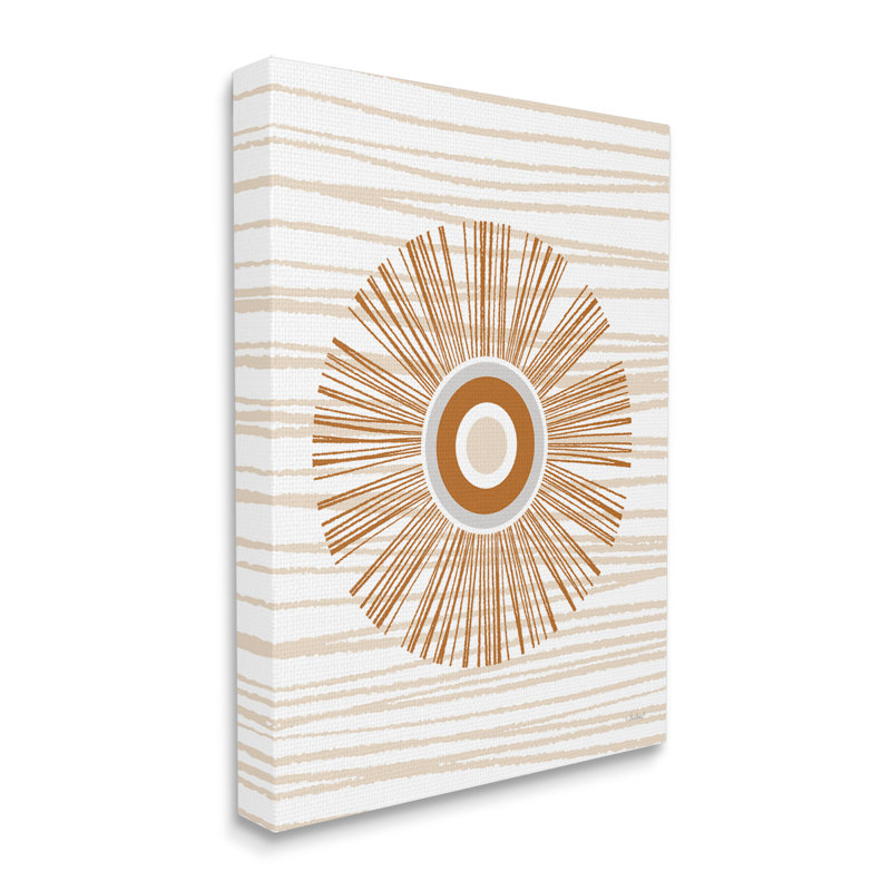 «Earthy Circular Abstract Sun Wavy Stripes» par Martina Pavlova - impression sur toile tendue, Toile tendue