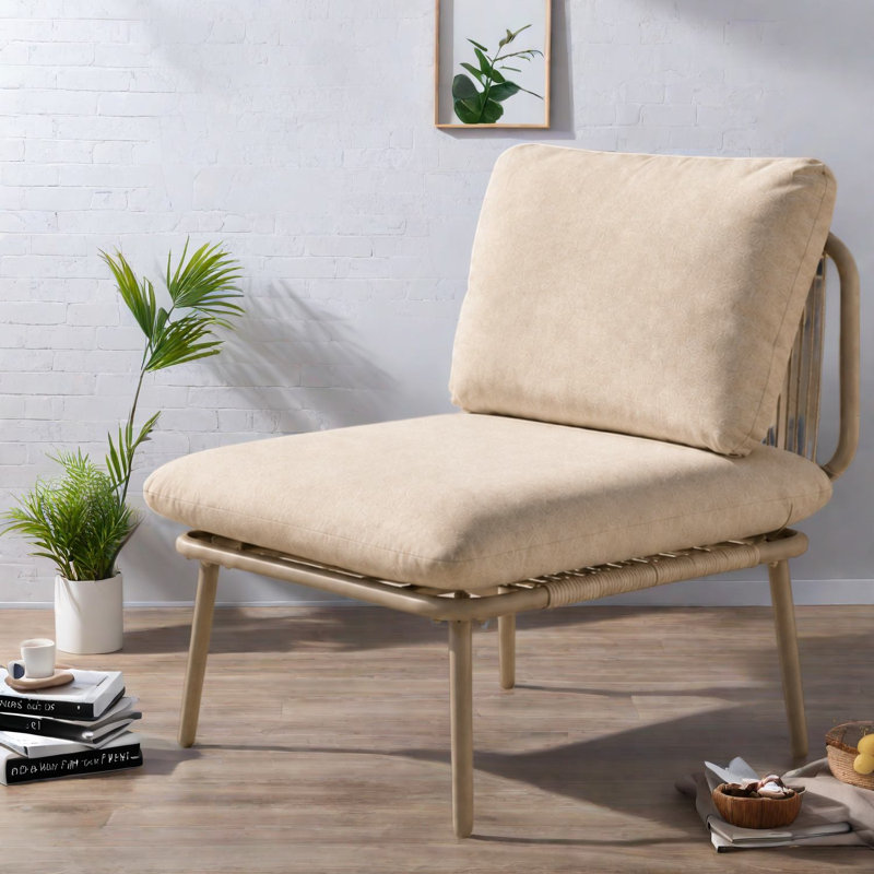 Modular Sectionals Chair, Steel Frame 4 Inch Cushion, Modern Patio