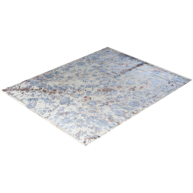 Tapis noué à la main unique en son genre Lynward - gris, 8 pi 3 po x 10 pi 3 po
