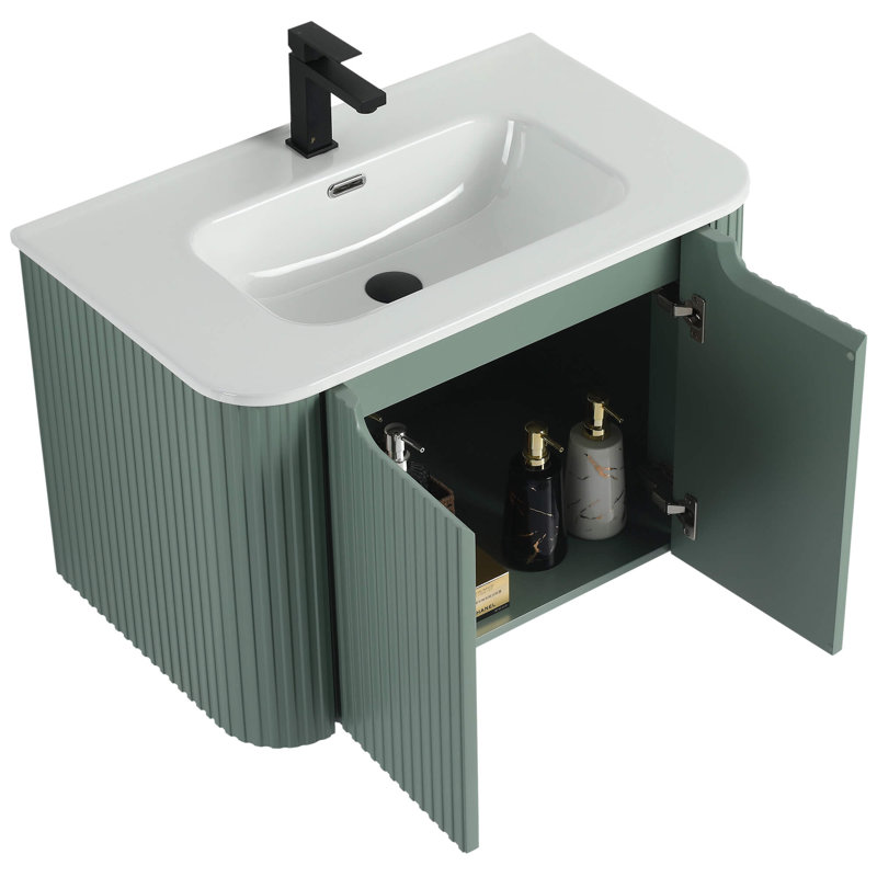 Meuble-lavabo moderne Caskvalley, Vert menthe